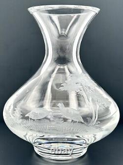 Queen Lace Cut Crystal Decanter Vase American Wildlife Series Quail Bird 20 oz