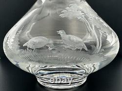 Queen Lace Cut Crystal Decanter Vase American Wildlife Series Quail Bird 20 oz