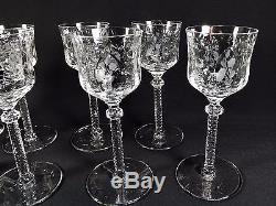 RARE 10 Antique Wheel Cut Crystal Cordials Stems Wine Glaesss Goblet Cut Florals