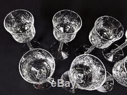 RARE 10 Antique Wheel Cut Crystal Cordials Stems Wine Glaesss Goblet Cut Florals