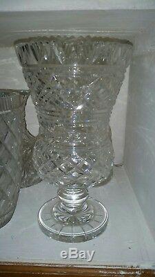 RARE 10 Waterford Cut Glass Crystal Georgian Thistle Footed Vase Master Cutter