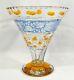 Rare Antique Amber & Blue Bohemian Crystal Vase 8 Flash Cut-to-clear Glass