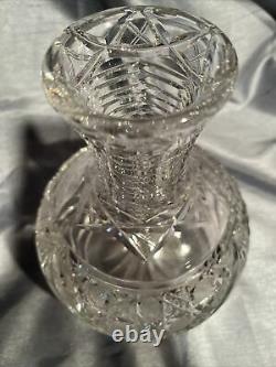 RARE Antique Cut Crystal Etched Flower Pattern Circa 1920