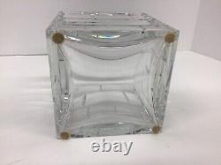 RARE Baccarat Modern Cut Crystal ESPALIER Brick Pattern 4.7/8 Cube Vase, France
