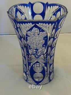 RARE Elegant Crystal Cobalt Hand Cut Glass Vase