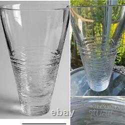 RARE JASPER CONRAN STRATA SIGNED STUART (Waterford) Cut Glass VASE 11.25
