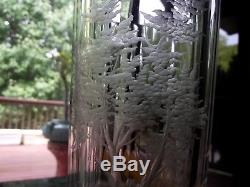 RARE VASE cut etch Stag Deer forest Glass Crystal Czech MOSER Bohemian antique