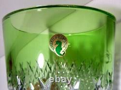 RARE Waterford Crystal ALAN PRESTIGE (2010) Lime Green Cut to Clear Vase 14