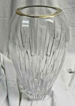 ROGASKA signed PLEATED Cut Crystal Vase, DEEP CUT GREAT Vintage- CENTERPIECE