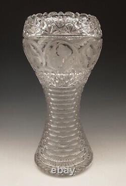Rare Antique BIG 14 American Brilliant CALIFORNIA THISTLE Cut Glass Vase ABCG