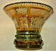 Rare Antique Bohemian Etched Cut To Clear Green & Yellow Crystal Vase