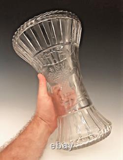 Rare Antique FRY Signed American Brilliant Cut Glass Vase ABCG