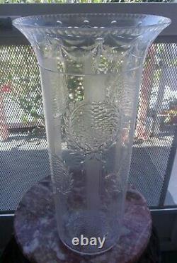 Rare Antique Stevens & Williams Engraved Cylinder Vase Signed14 Abp Crystal