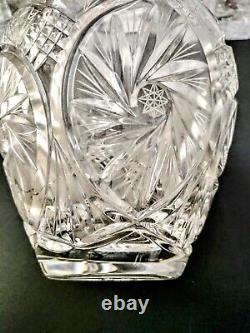 Rare Antique Victorian American Brilliant Cut Crystal Glass Vase Centerpiece
