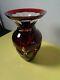 Rare Faberge Signed Ruby Red Cut To Clear Crystal Vase (8 By 5 By 5)