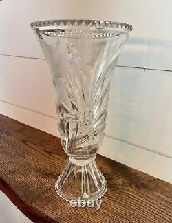 Rare HAWKES Gravic Cut Satin'Iris' Glass Footed Vase-Signed