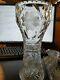 Rare Large Cut Crystal Corset Vase, Intaglio Daisies With Cross-hatch Bands