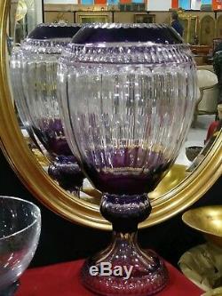 Rare! Large Czechoslovakian Amethest Cut Crystal Vase