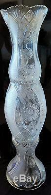 Rare Rare 3 Piece Extra Large Lead Crystal Cut Glass Vases 44 Inches Tall
