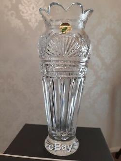 Rare Signed Fine Waterford Clear Cut Crystal Vase, Mint in Box with COA