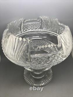Rare Signed Vintage Waterford Crystal Centerpiece Footed Bowl, Irish Master Cut