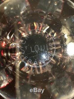 Rare St. Louis French Crystal Ruby Cranberry Cut-To-Clear Vase Mint Condition