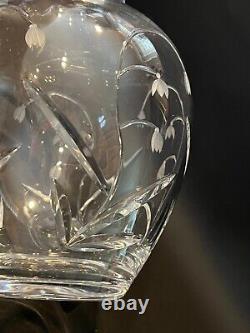 Rare Tiffany & Co Crystal Snowdrop Pattern Cut Crystal Vase, 9 Tall, 6 Widest