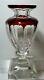 Rare Vintage Faberge Crystal Vernet Ruby Red Cut To Clear Footed Vase 10 1/2