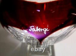 Rare VINTAGE Faberge Crystal VERNET Ruby Red Cut to Clear Footed Vase 10 1/2