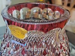 Rare Val St Lambert Large Cranberry Rub Cut2Clear Crystal Vase Signed 12