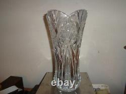 Rare Very Tall 11 3/4 Large Cut Crystal/Glass Vase Vintage/ Antique