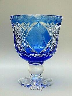 Rare Webb Corbett Crystal Cut To Clear Cobalt Blue Vase 7 3/4 Tall