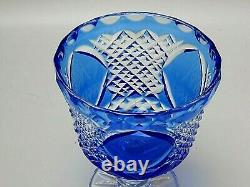 Rare Webb Corbett Crystal Cut To Clear Cobalt Blue Vase 7 3/4 Tall
