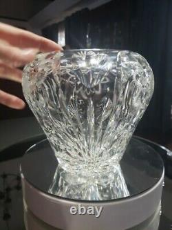 Rare shape Squat VASE, American brilliant Period Cut glass Crystal floral flashy