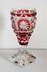 Rarity Ajka Red Cased Cut To Clear Lead Crystal Small Chalice / Futed Vase