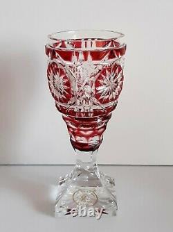Rarity Ajka Red Cased Cut To Clear Lead Crystal Small Chalice / Futed Vase