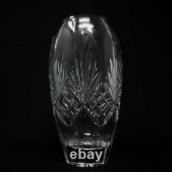Rogaska 8 Cut Crystal Vase with Art Deco Crosshatch and Pineapple Pattern