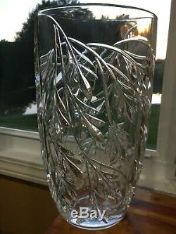 Rogaska Full Lead Crystal Vase 11 Cut Glass Handmade Yugoslavia Vintage