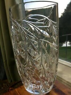 Rogaska Full Lead Crystal Vase 11 Cut Glass Handmade Yugoslavia Vintage
