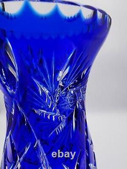 Royal Blue Caesar Czech Cut Crystal Vase