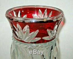 Ruby Red To Clear Cut Crystal Glass Vase, Heavy 11-3/4 Tall, Free Shipping
