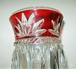 Ruby Red To Clear Cut Crystal Glass Vase, Heavy 11-3/4 Tall, Free Shipping