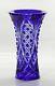Russian Cut To Clear Overlay Cased Crystal Vase, 21 Cm High, Blue