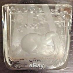 SALE & FREE SHIPPING! Signed Cut Crystal Vase w Etched Beaver, Trees & Leaves