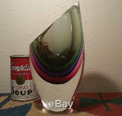 SOMMERSO murano art glass vase cut crystal italian sculpture geometric vtg geode