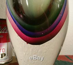 SOMMERSO murano art glass vase cut crystal italian sculpture geometric vtg geode