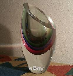 SOMMERSO murano art glass vase cut crystal italian sculpture geometric vtg geode