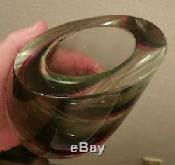 SOMMERSO murano art glass vase cut crystal italian sculpture geometric vtg geode