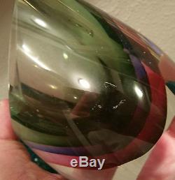 SOMMERSO murano art glass vase cut crystal italian sculpture geometric vtg geode