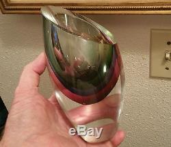 SOMMERSO murano art glass vase cut crystal italian sculpture geometric vtg geode